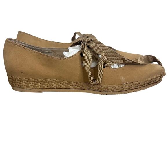 Salvatore Ferragamo Boutique Tan Suede Lace Espadrilles Size 9 - Picture 6 of 11